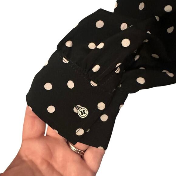 LDT Adrienne Polka Dot Black and White Belted Button Up Midi Dress‎ Size 8 - Picture 3 of 6